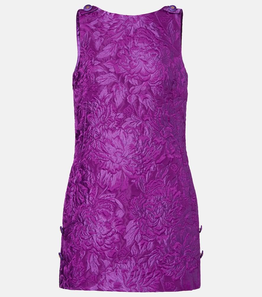 dolce & gabbana logo floral brocade minidress