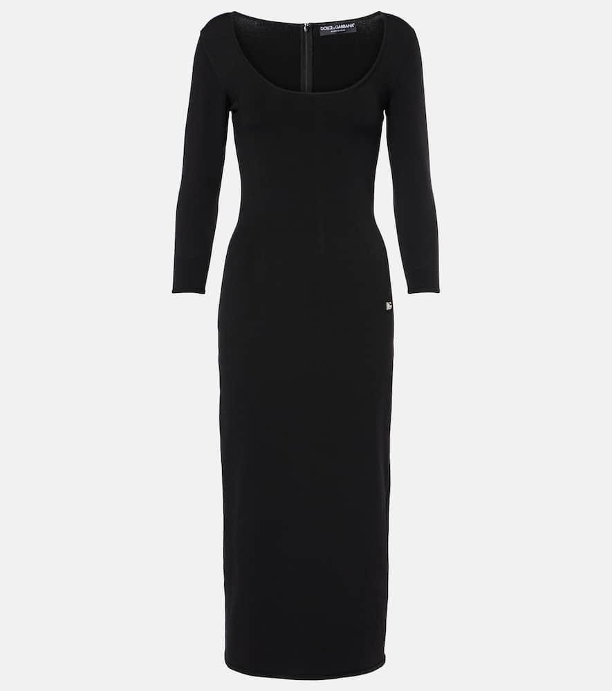 dolce & gabbana logo knitted midi dress
