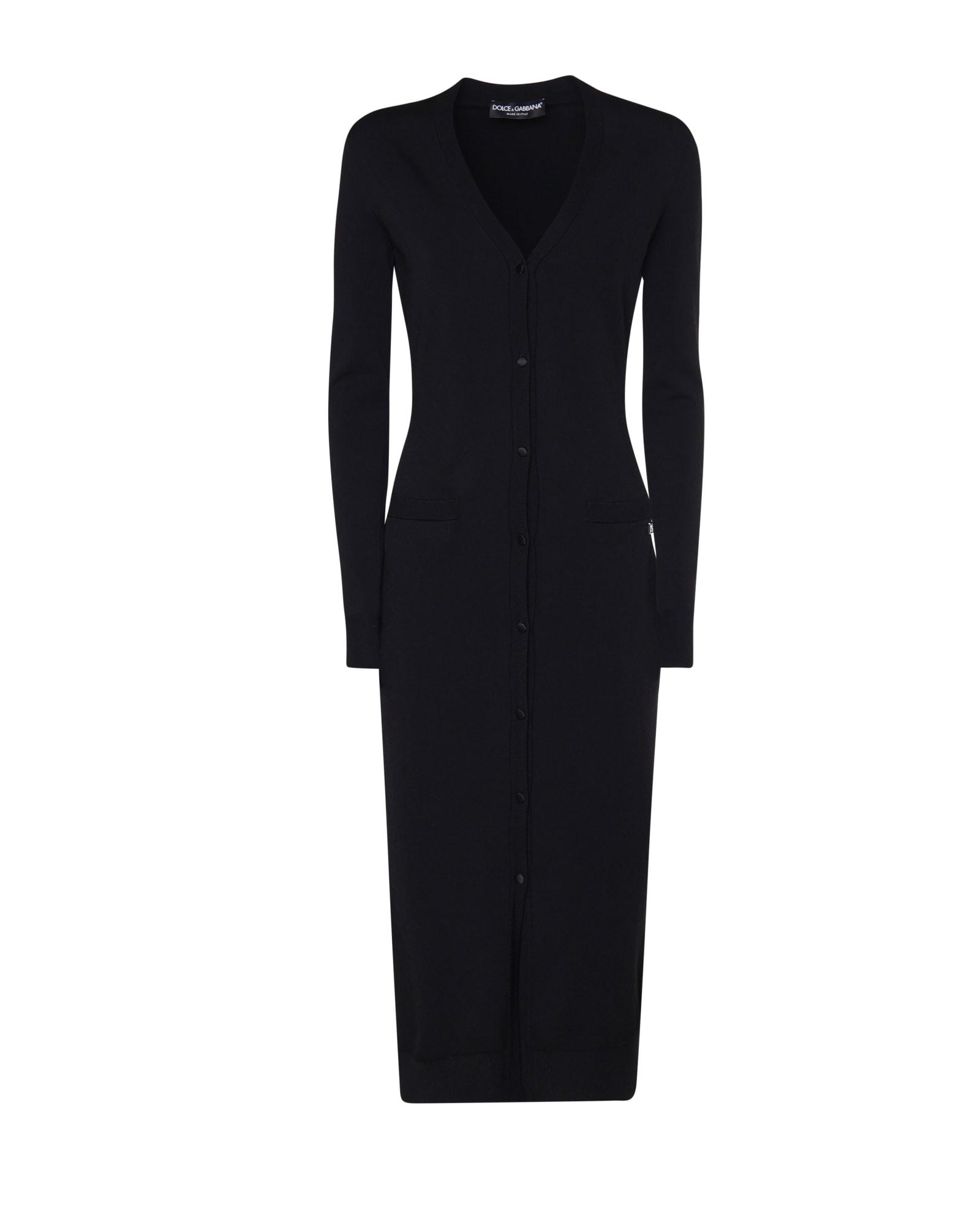 dolce & gabbana long cardigan in stretch viscose knit