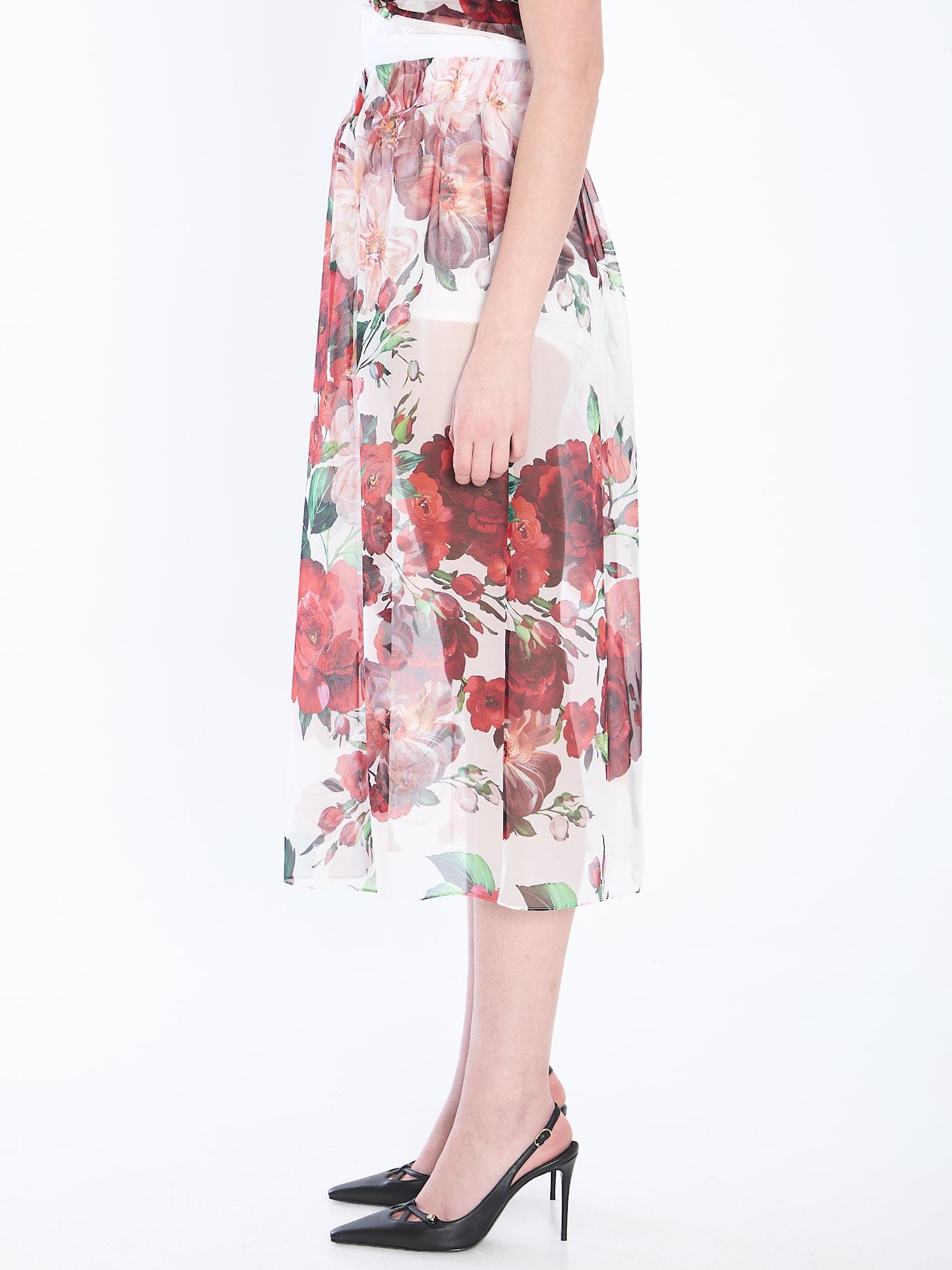 dolce & gabbana longuette skirt with rose print