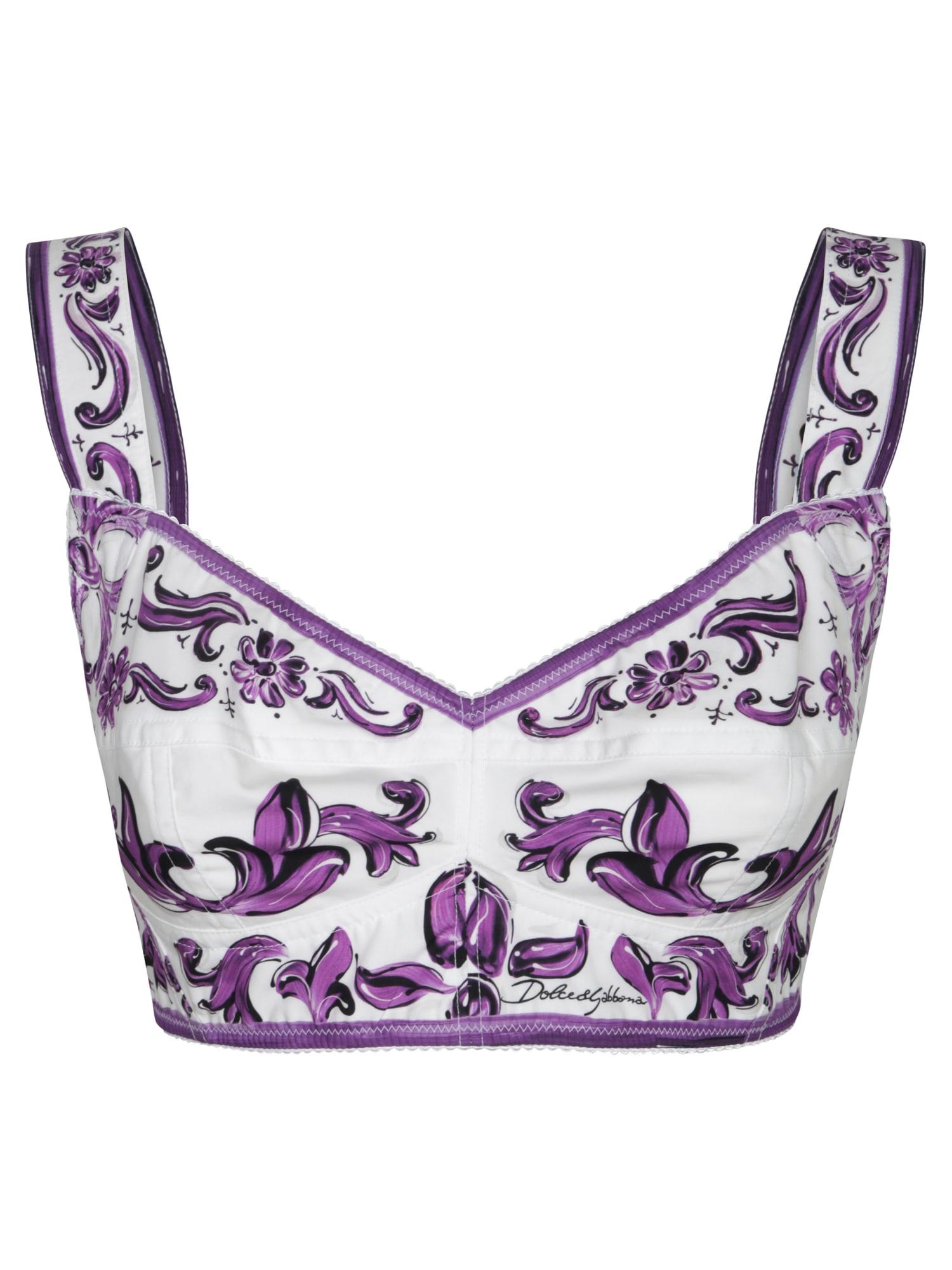 dolce & gabbana maiolica purple bra top