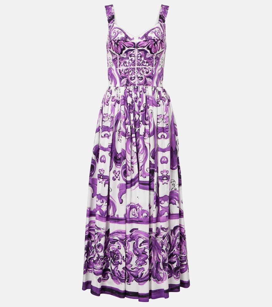 dolce & gabbana majolica cotton corset maxi dress