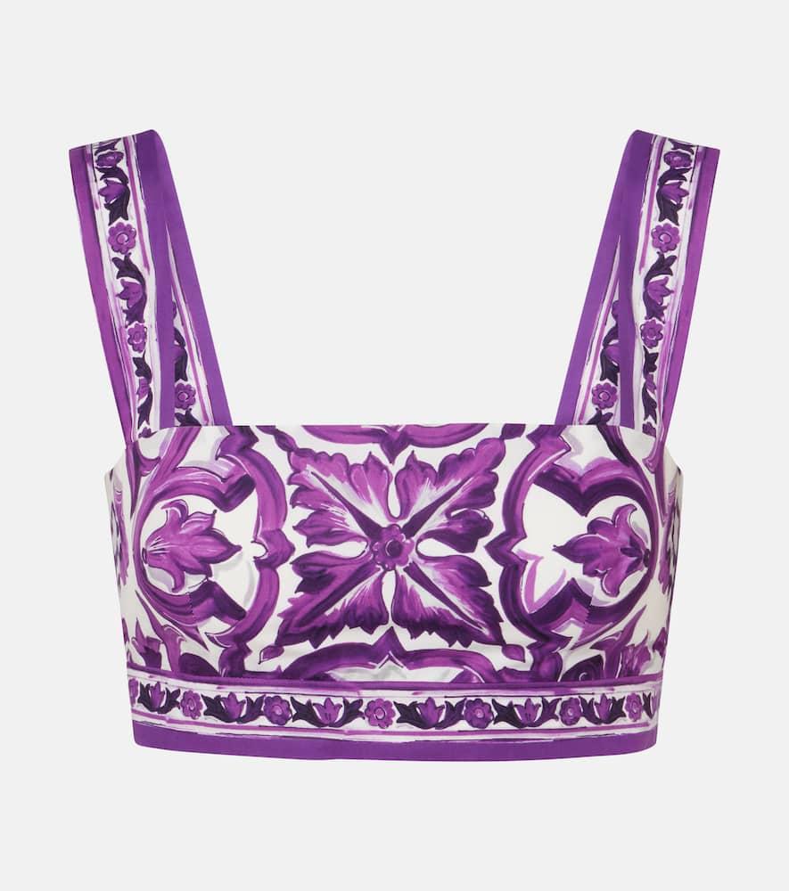 dolce & gabbana majolica cotton poplin bra top