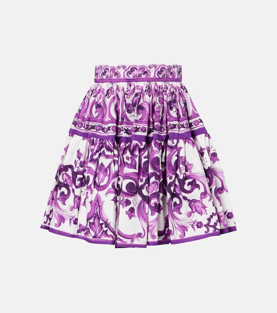 dolce & gabbana majolica cotton poplin miniskirt