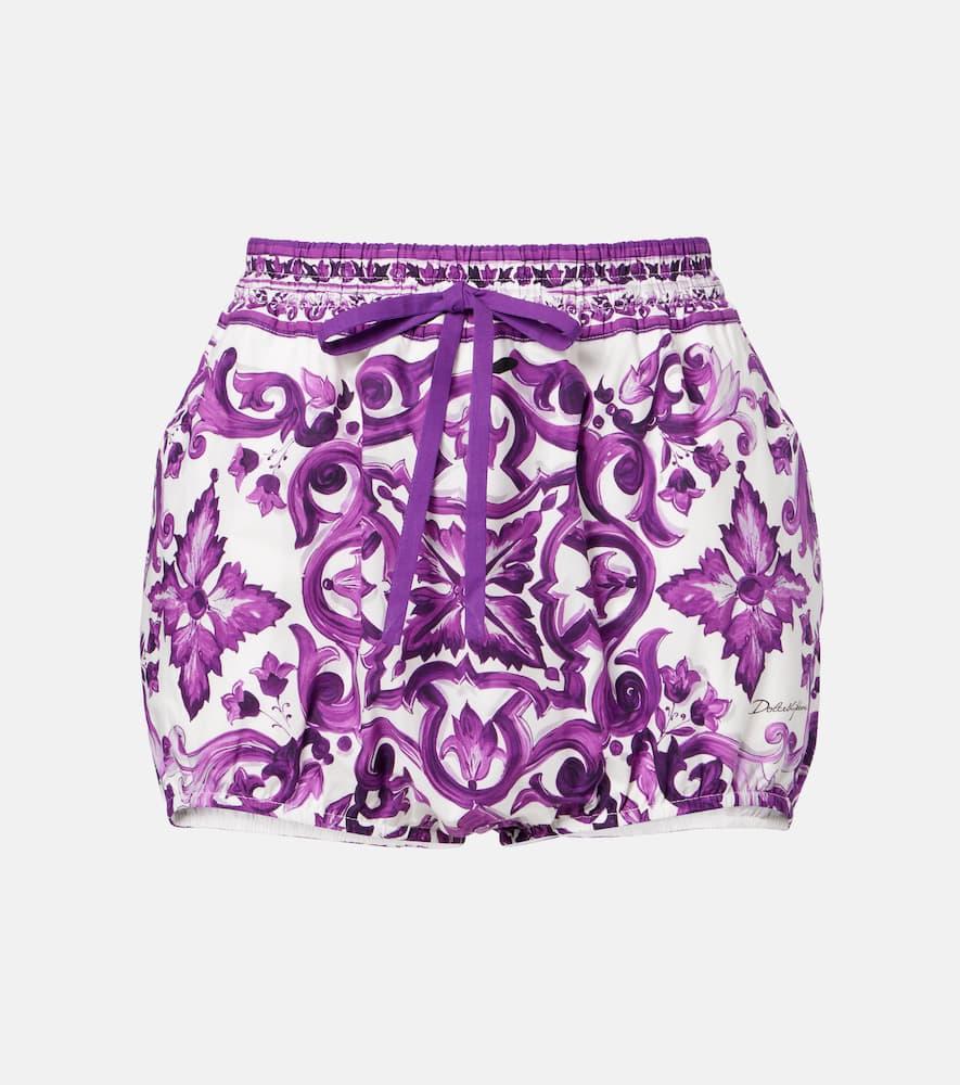 dolce & gabbana majolica cotton poplin shorts