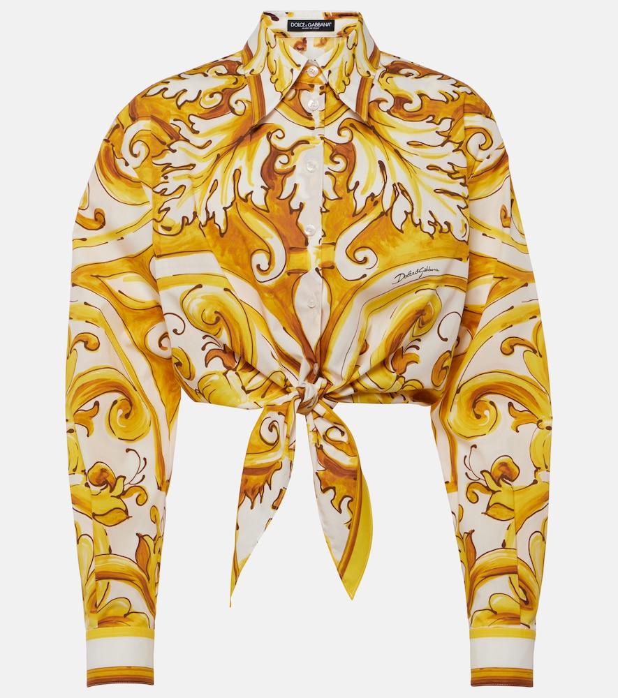 dolce & gabbana majolica cropped cotton poplin shirt