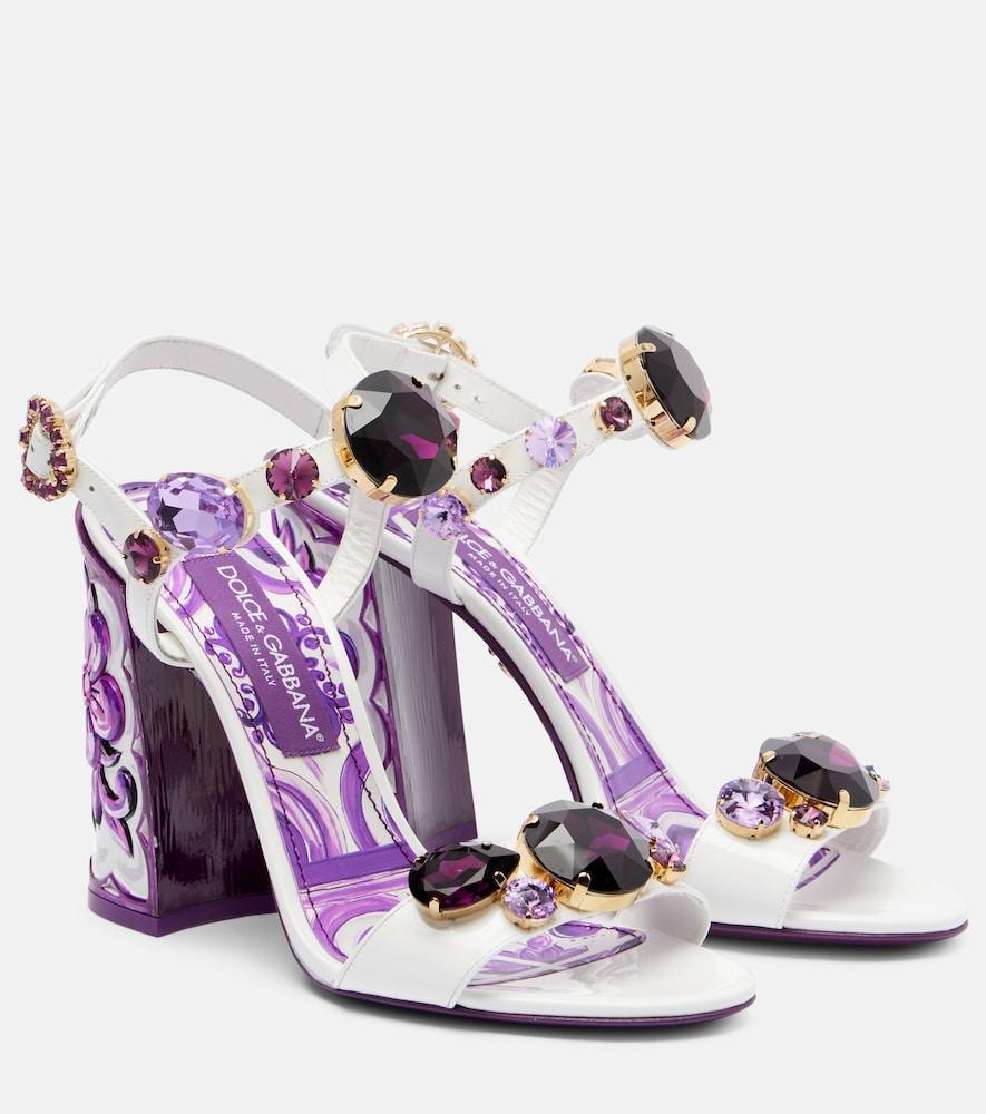 dolce & gabbana majolica embellished leather sandals