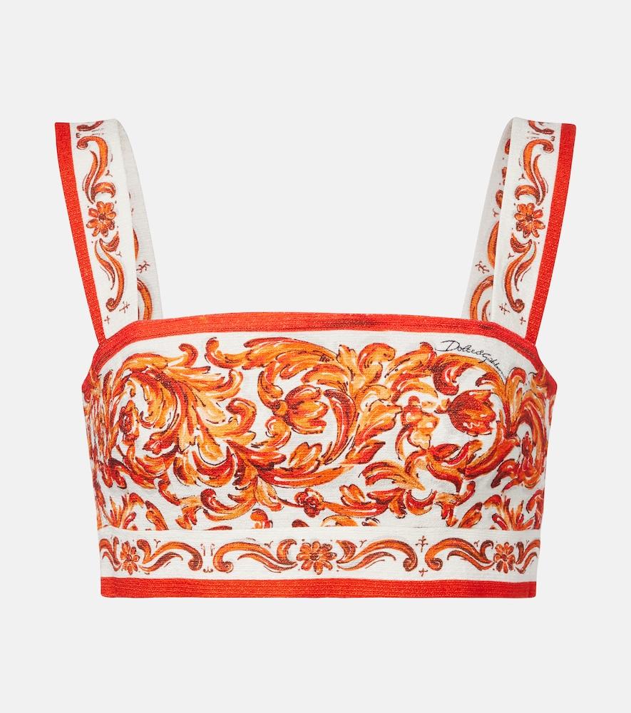 dolce & gabbana majolica printed crop top