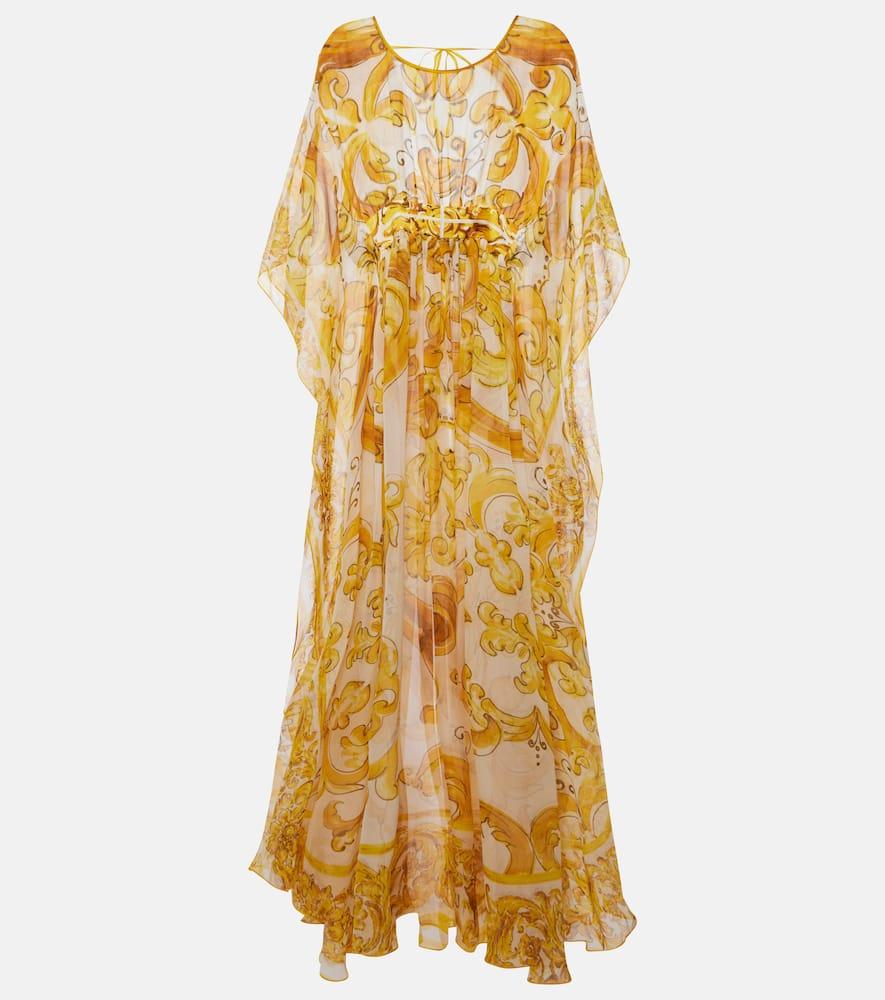 dolce & gabbana majolica silk chiffon maxi dress