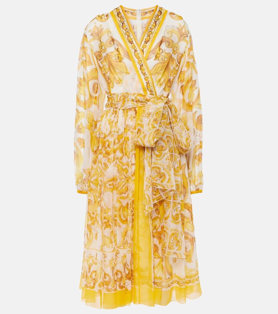 dolce & gabbana majolica silk chiffon midi dress