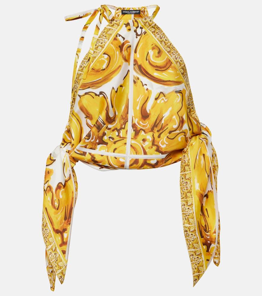 dolce & gabbana majolica silk satin top