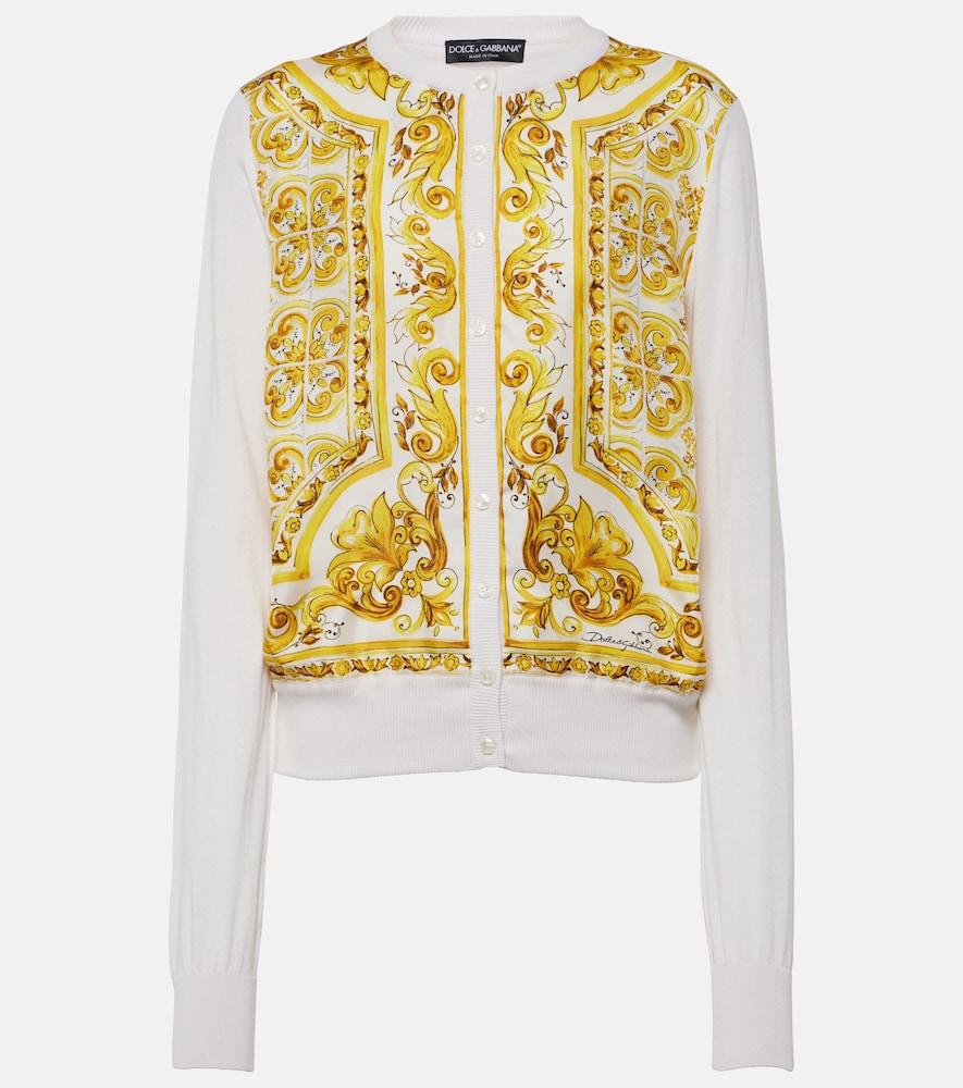 dolce & gabbana majolica silk twill cardigan