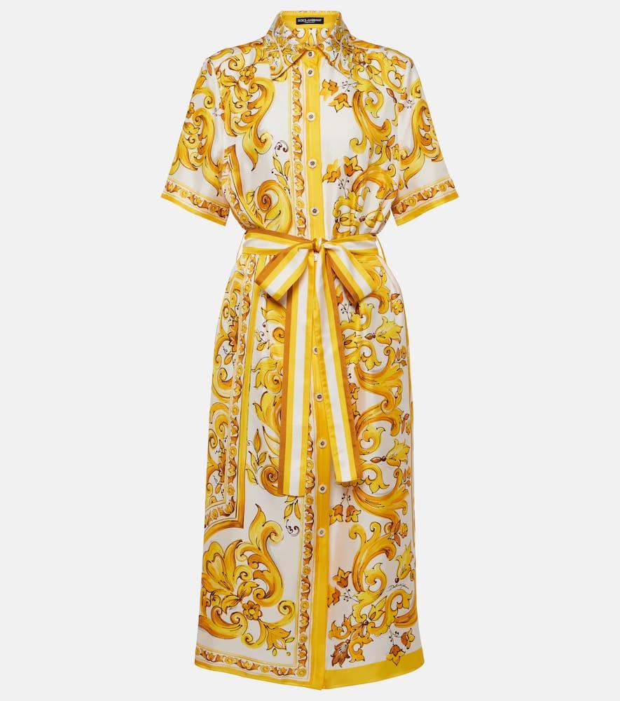 dolce & gabbana majolica silk twill shirt dress