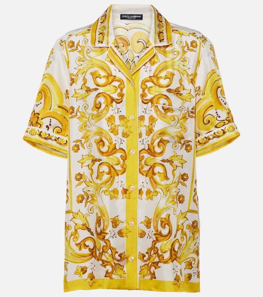 dolce & gabbana majolica silk twill shirt