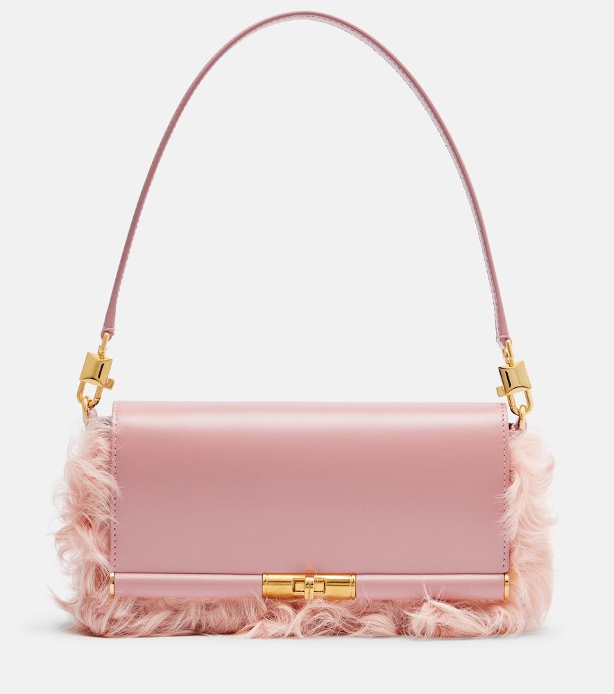 dolce & gabbana marlene small shearling shoulder bag