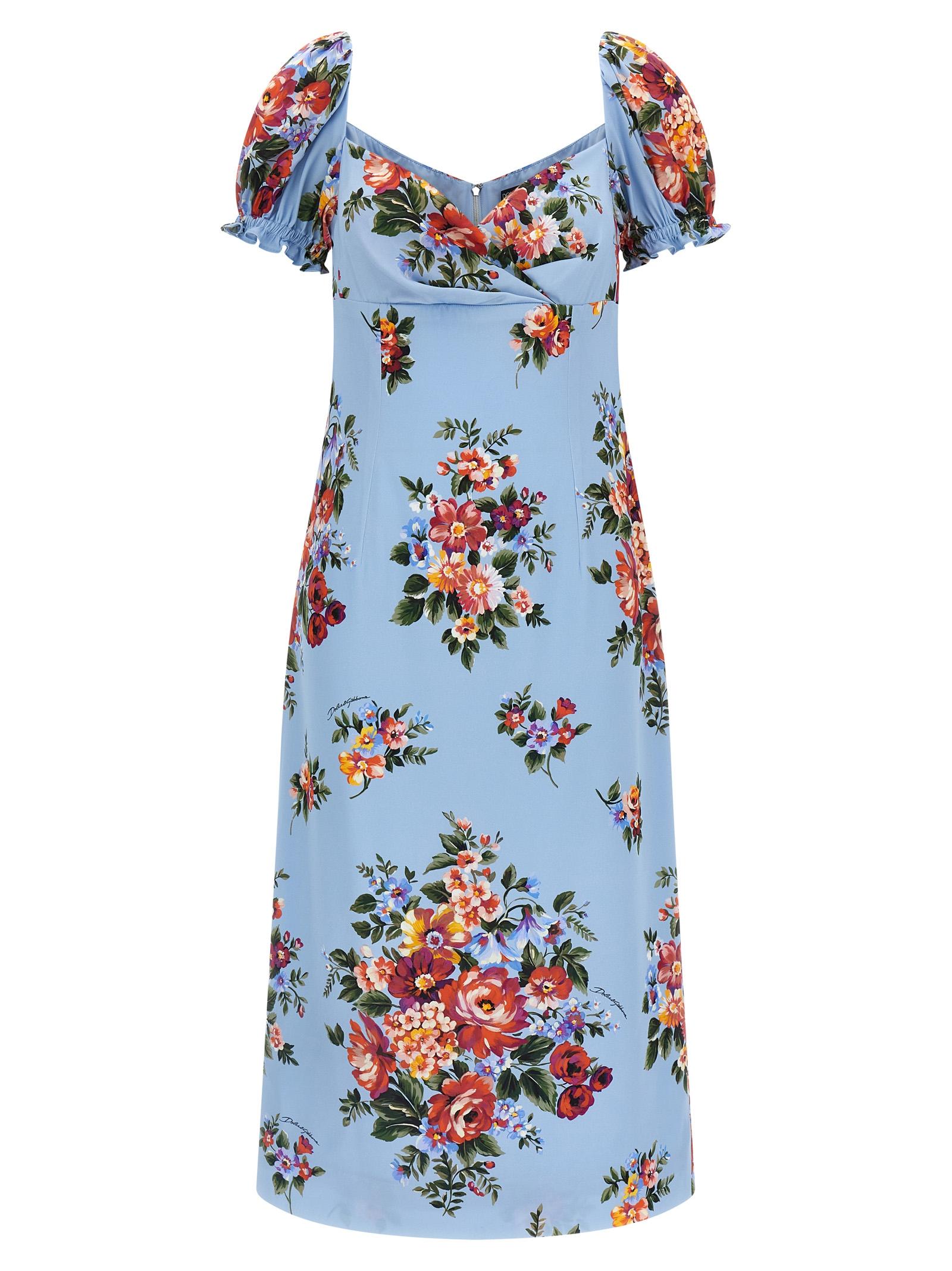 dolce & gabbana mazzo di fiori print dress multicolor silk - women