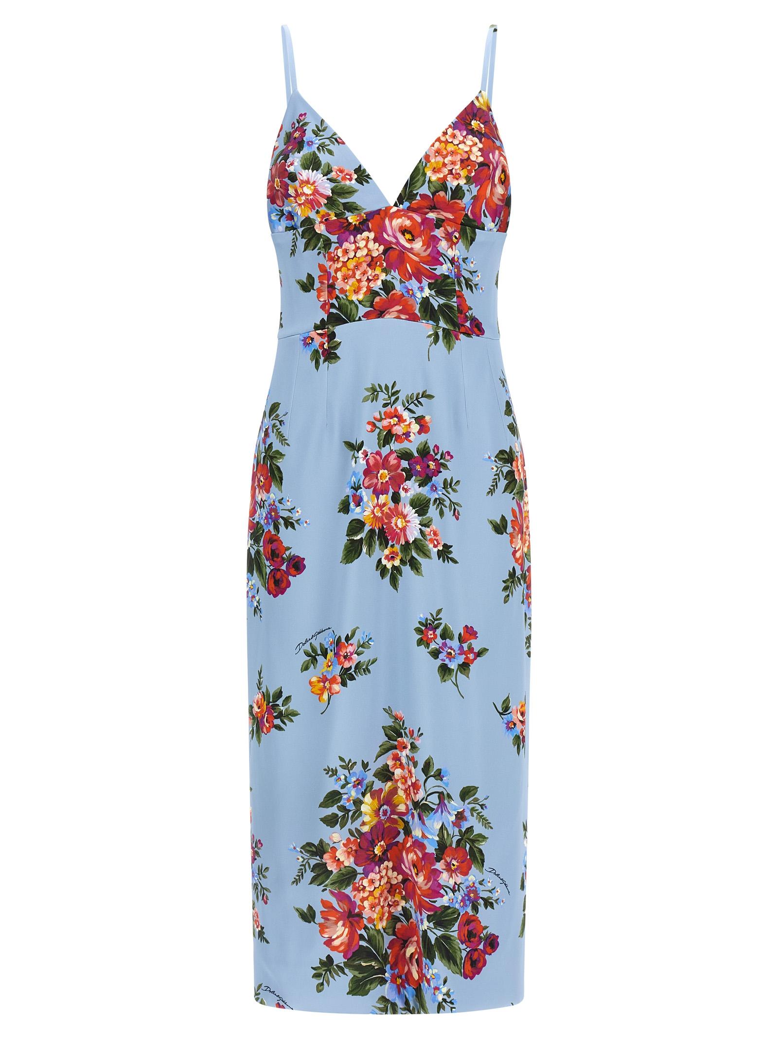 dolce & gabbana mazzo di fiori print dress multicolor viscose - women