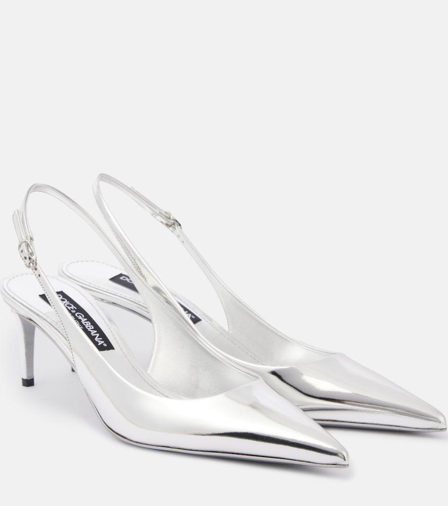 dolce & gabbana metallic leather slingback pumps