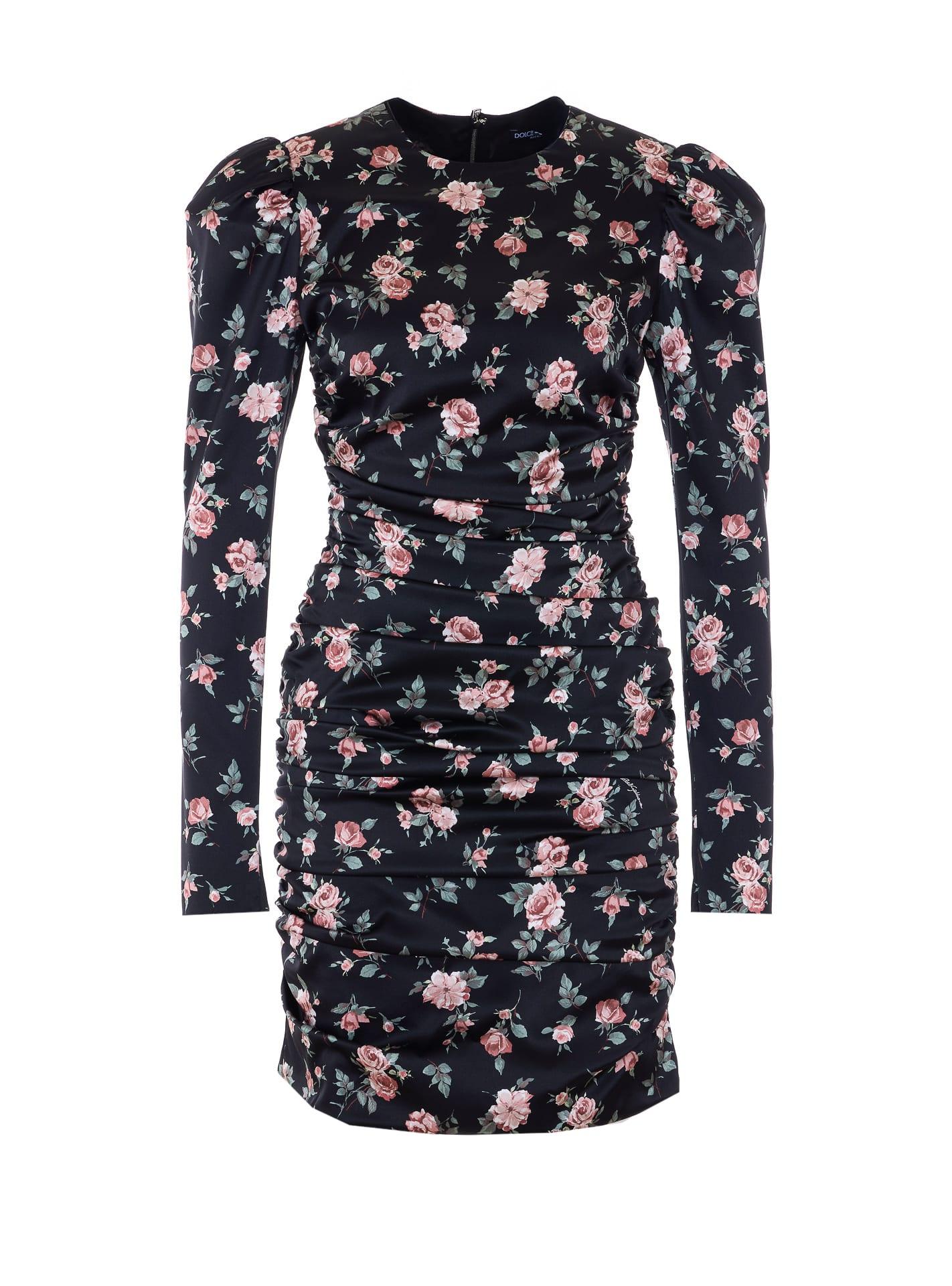 dolce & gabbana mini vintage rose print dress