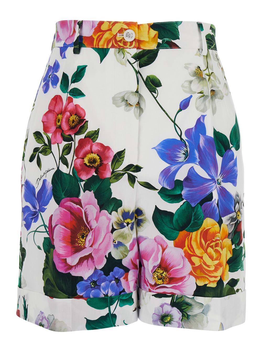 dolce & gabbana mix flowers print shorts