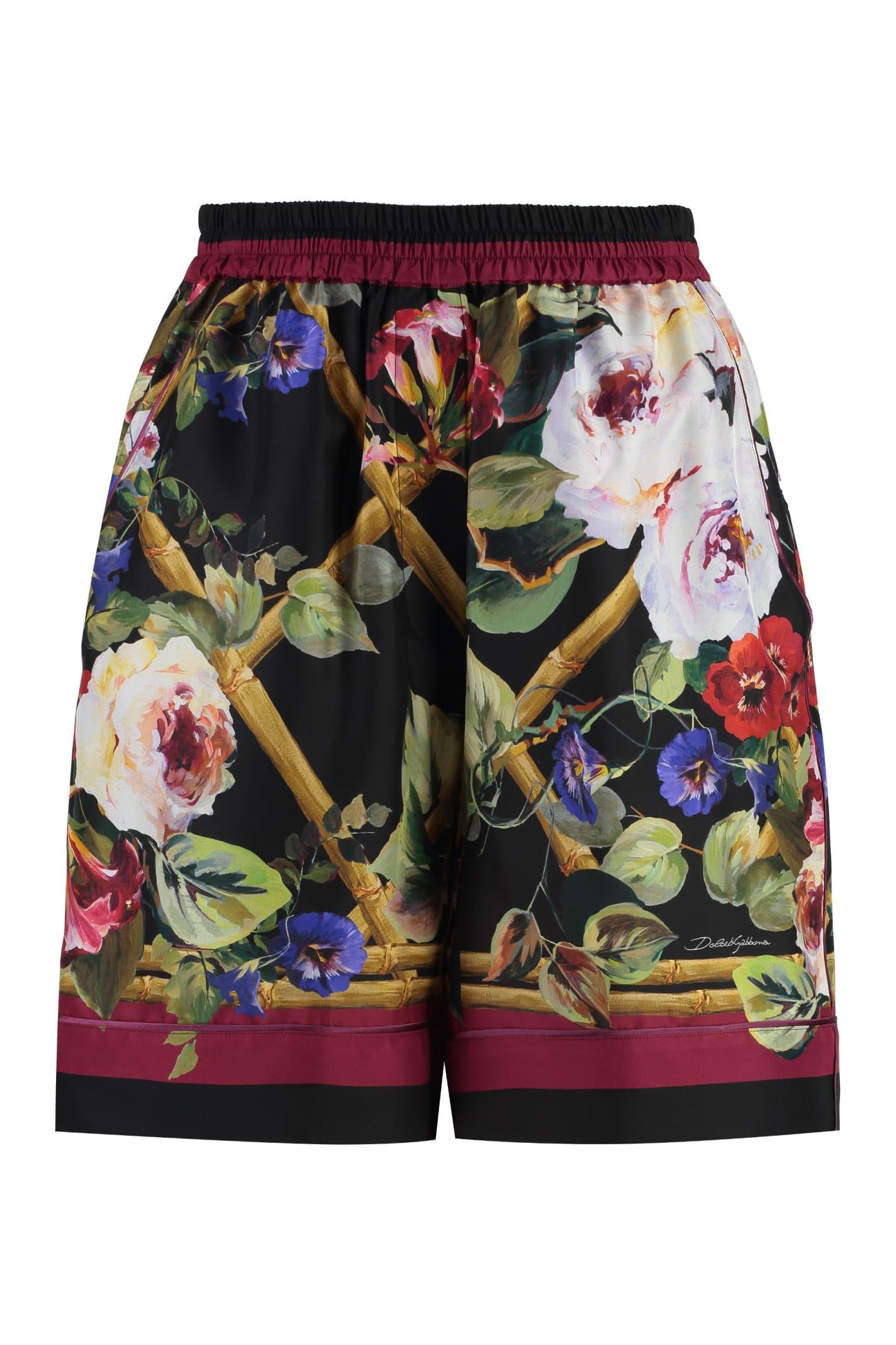 dolce & gabbana multicolor silk shorts