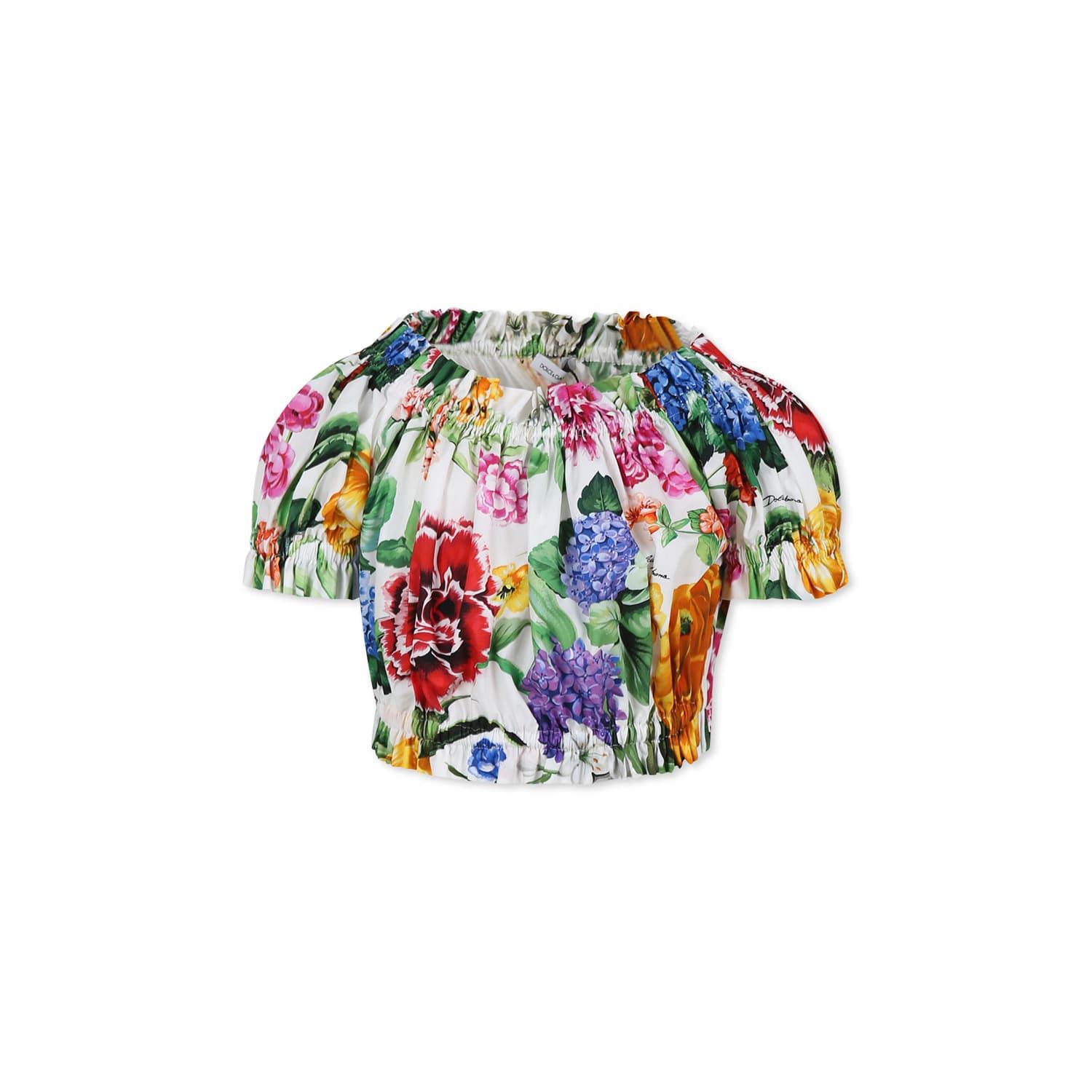 dolce & gabbana multicolor top for baby girl with floral print