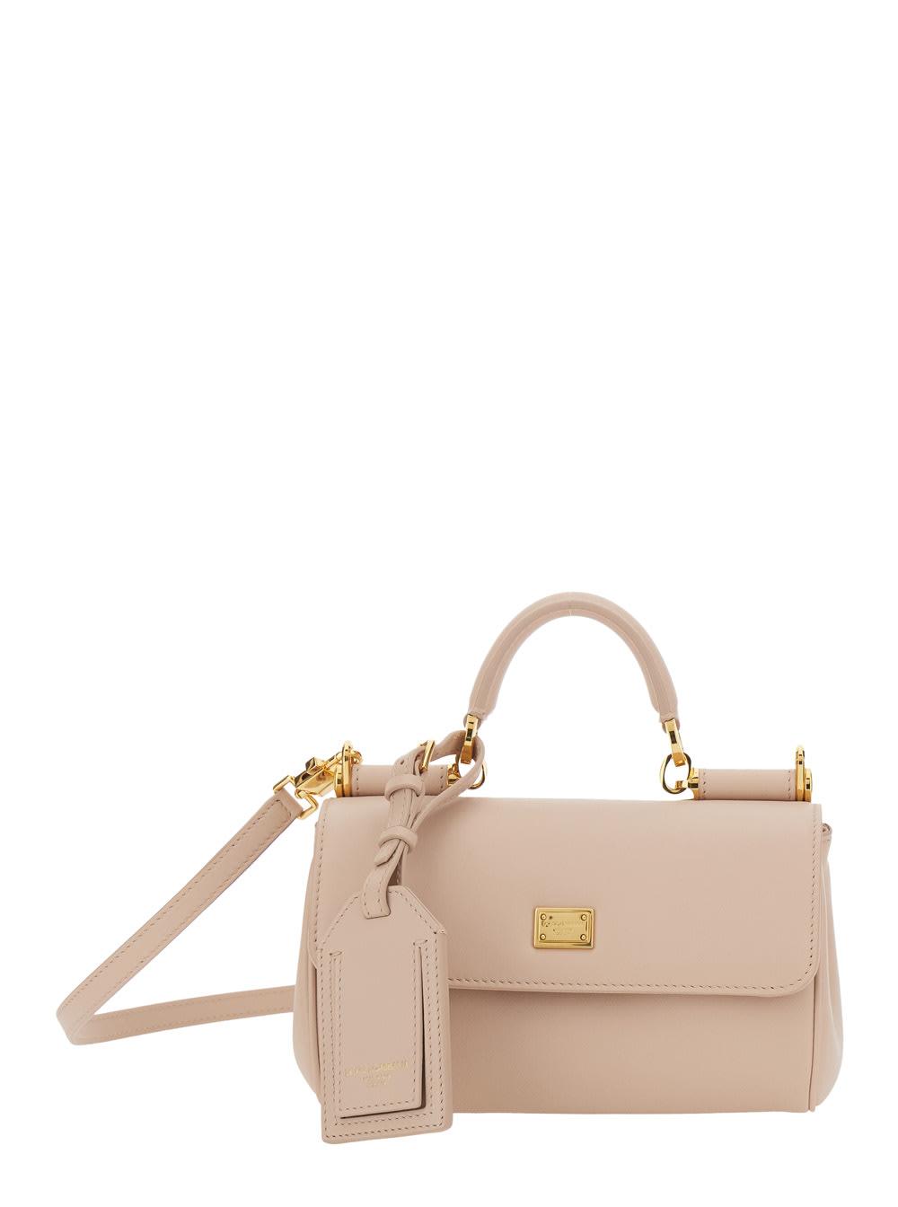 dolce & gabbana my sicily pink mini crossbody bag with adjustable and removable strap in leather for women