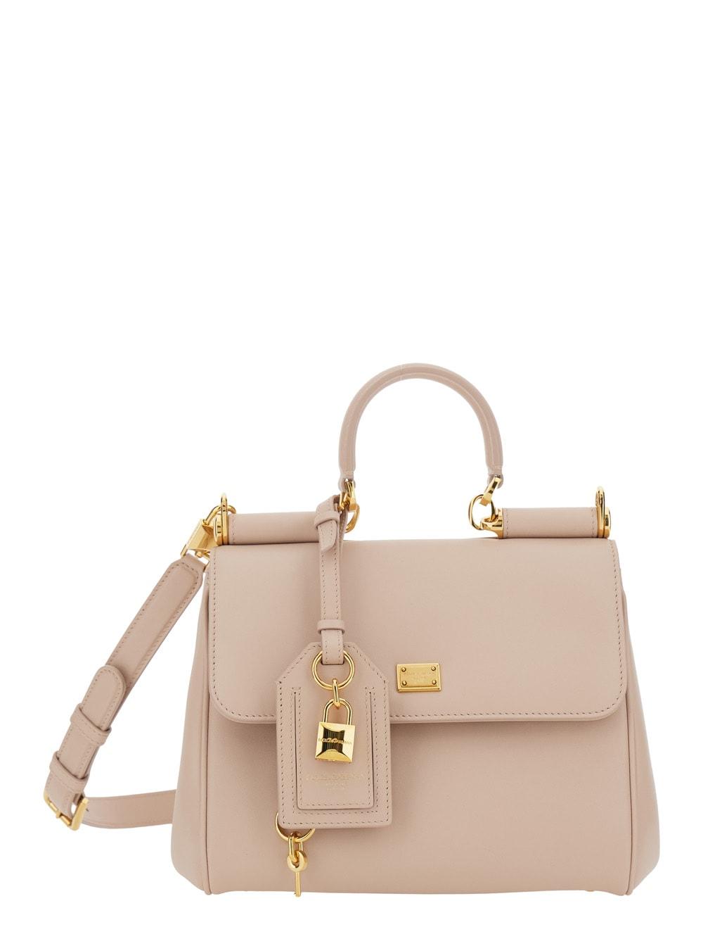 dolce & gabbana my sicily pink small handbag with padlock detail in leather for women