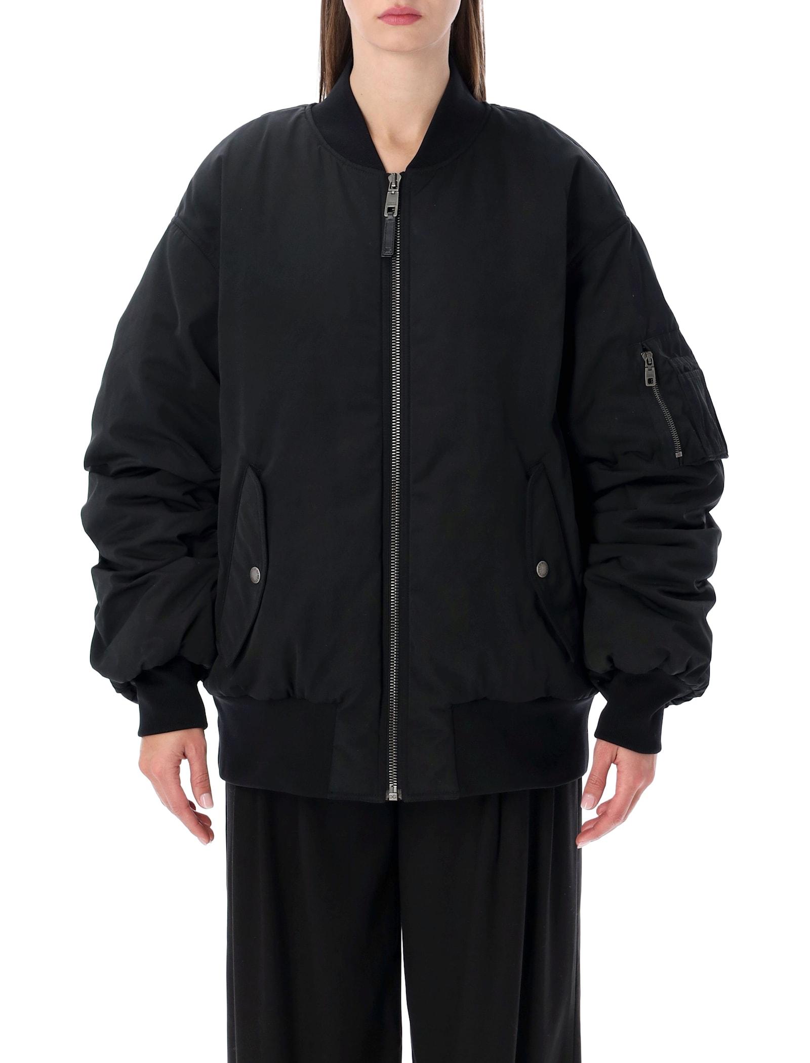 dolce & gabbana oversized black bomber jacket