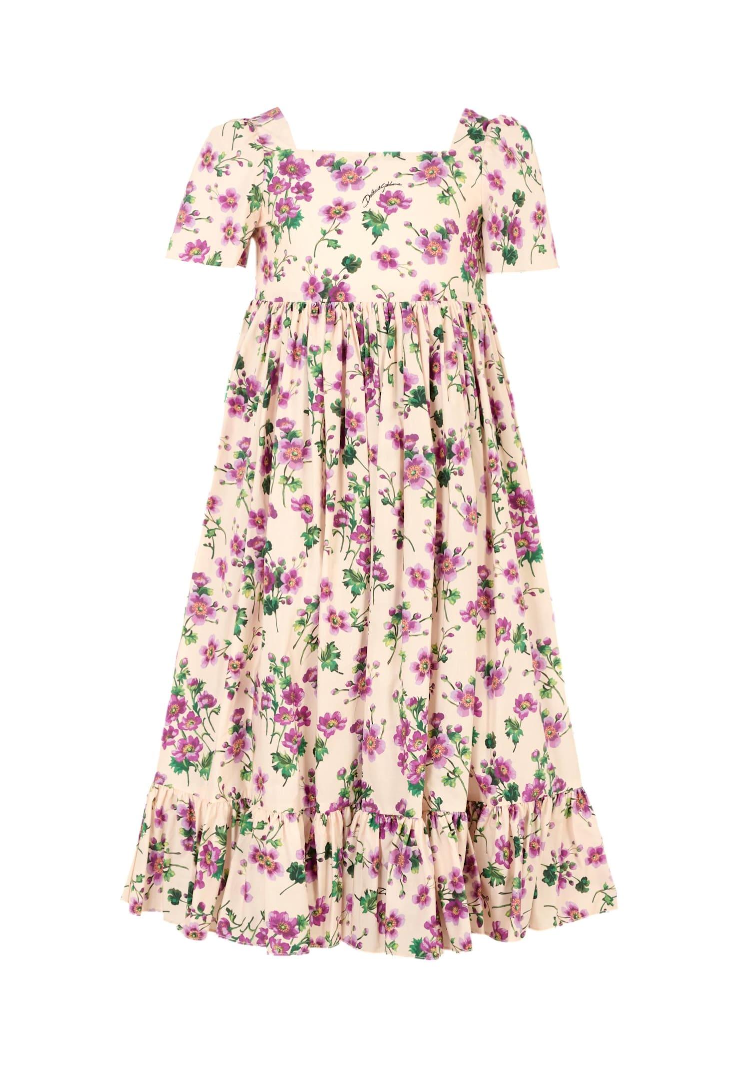 dolce & gabbana pink dress for girl with flowers