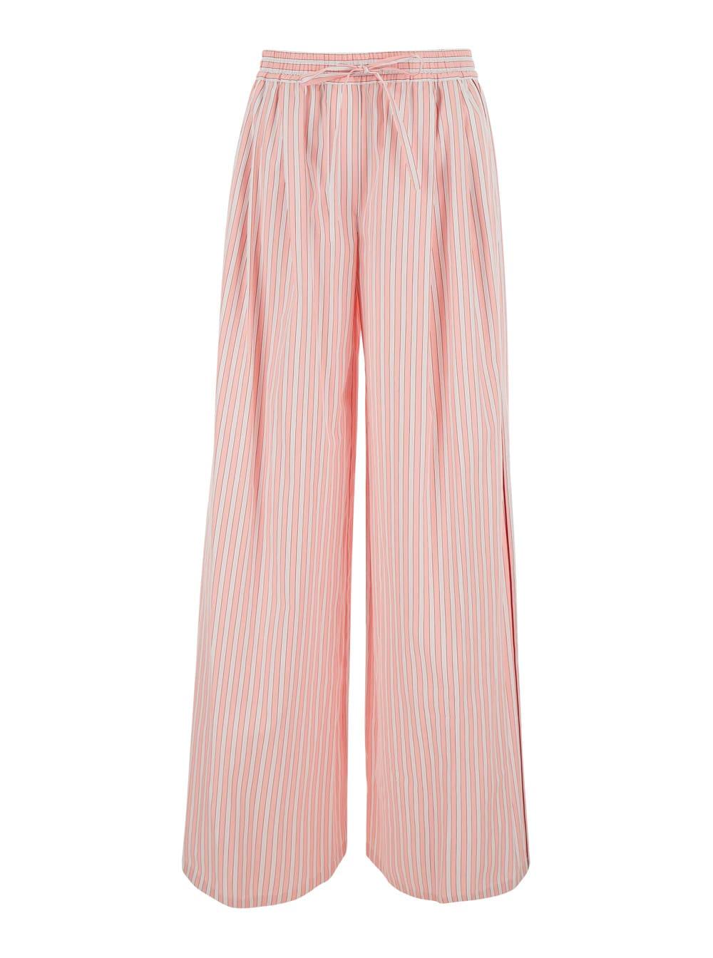 dolce & gabbana pink striped trousers with welt pockets for women