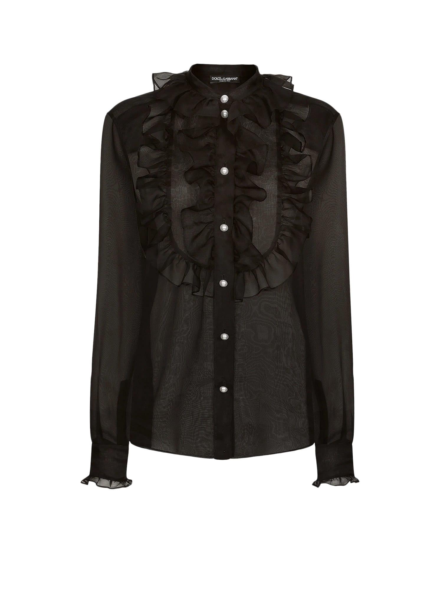 dolce & gabbana plastron and ruffle shirt