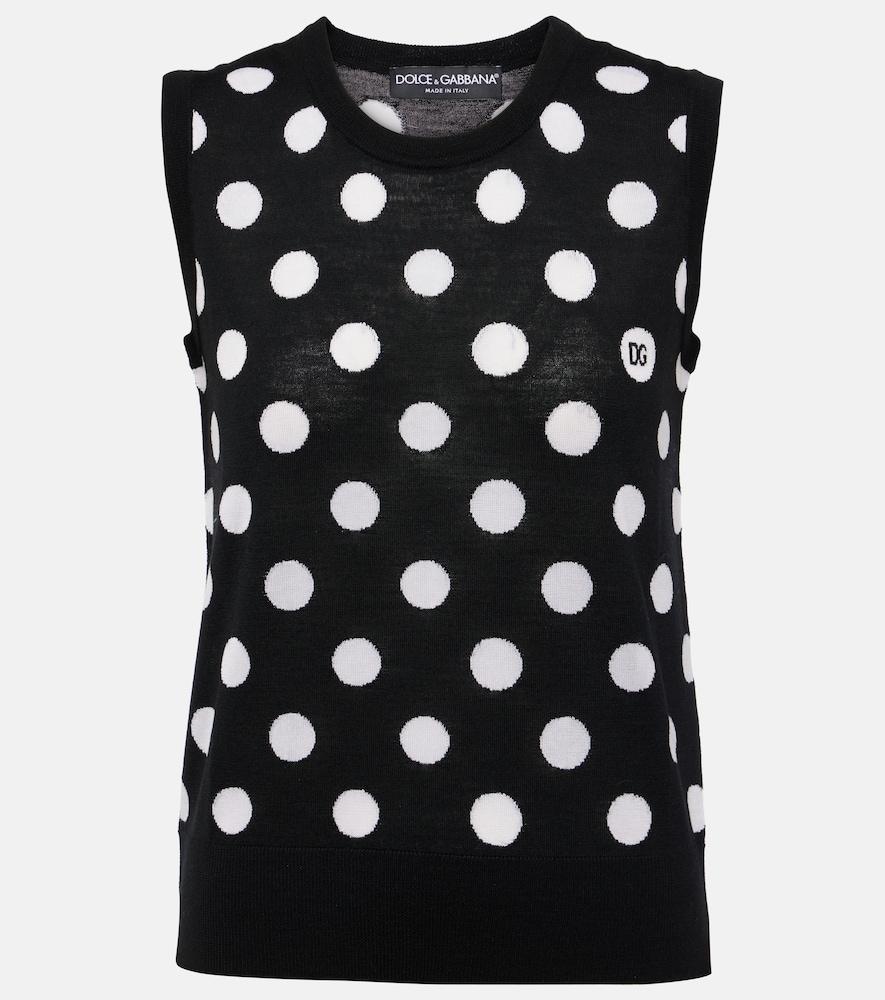 dolce & gabbana polka-dot wool and silk tank top