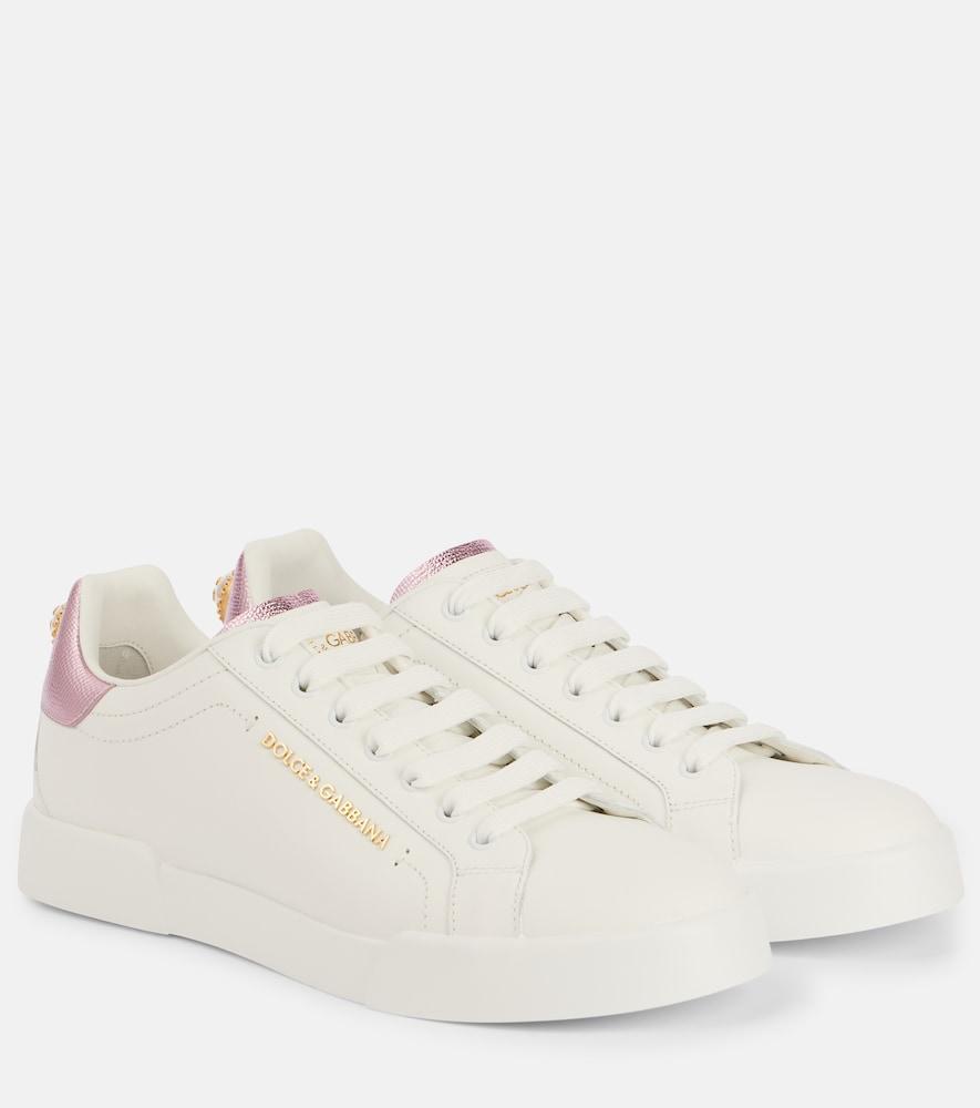 dolce & gabbana portofino embellished leather sneakers