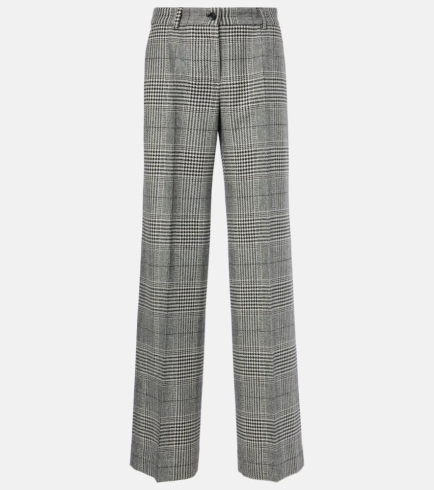 dolce & gabbana prince of wales check wool and cashmere flared pants