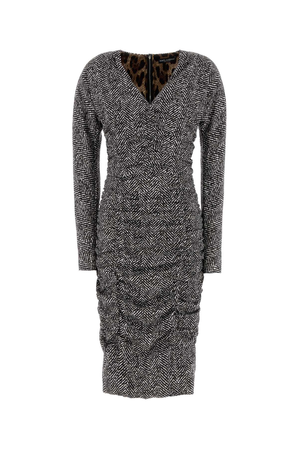 dolce & gabbana printed cady dress