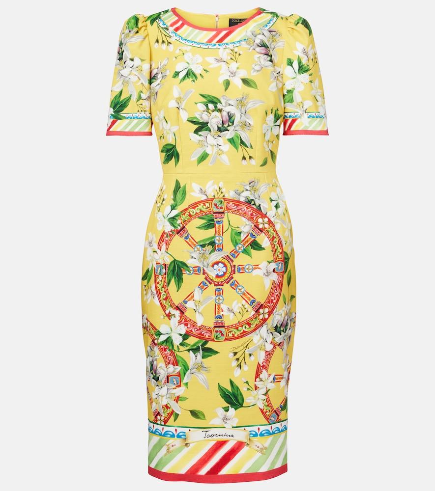 dolce & gabbana printed cotton-blend midi dress