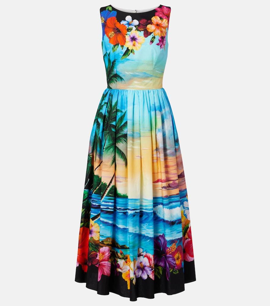dolce & gabbana printed cotton midi dress