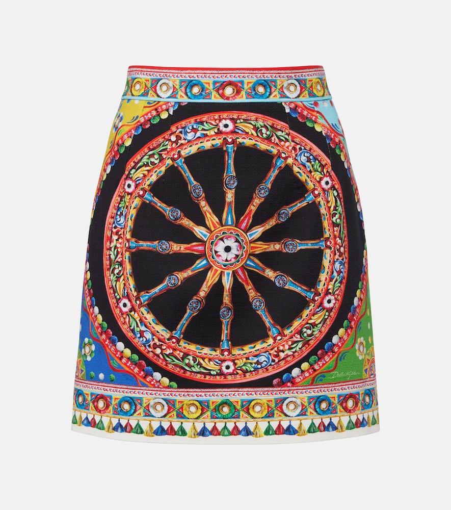 dolce & gabbana printed cotton miniskirt