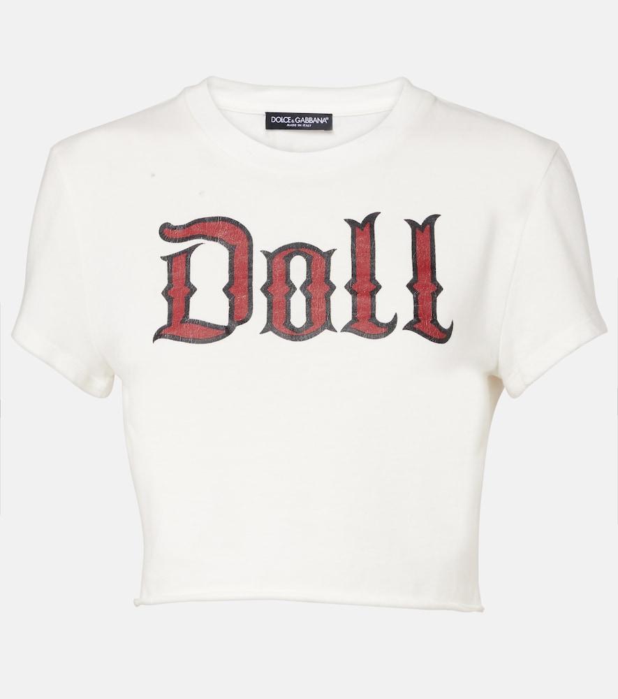 dolce & gabbana printed cropped cotton jersey t