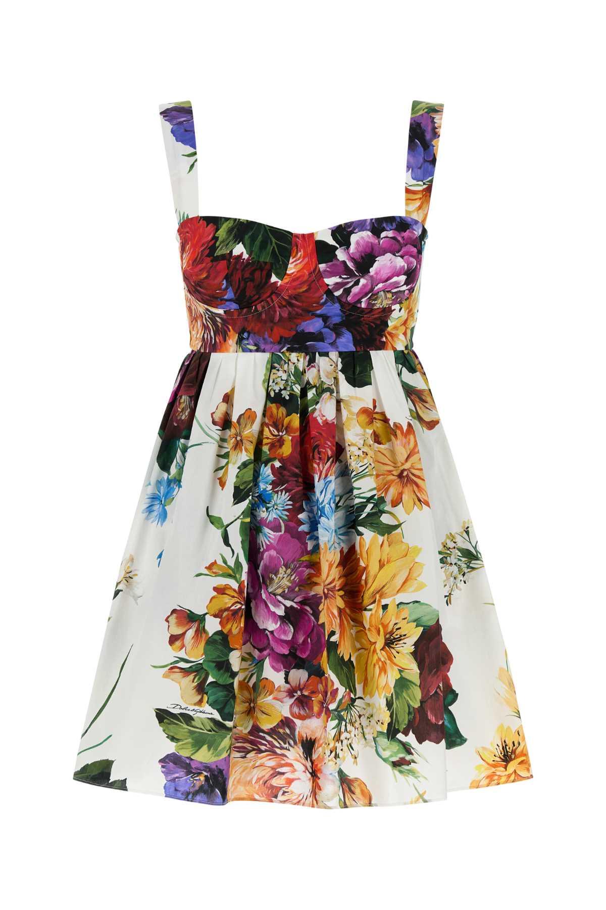 dolce & gabbana printed poplin dress