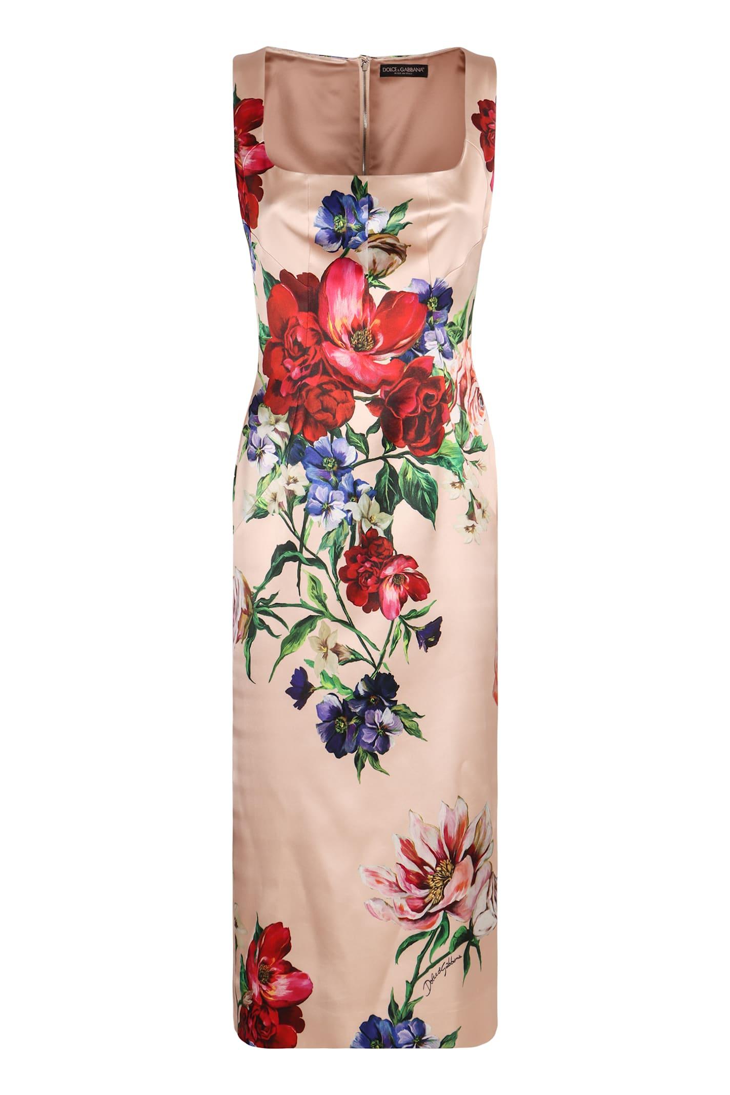 dolce & gabbana printed satin dress
