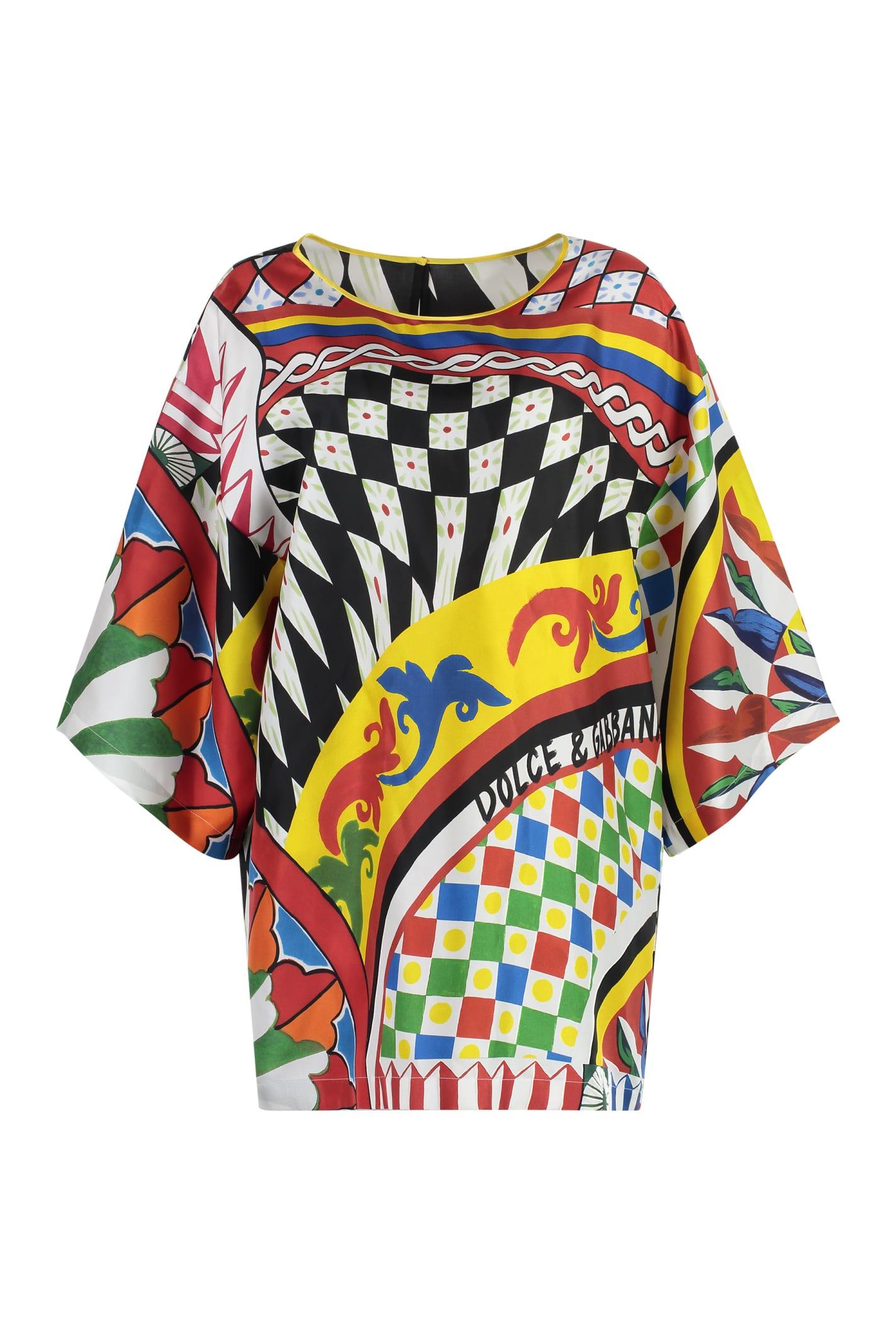 dolce & gabbana printed silk blouse
