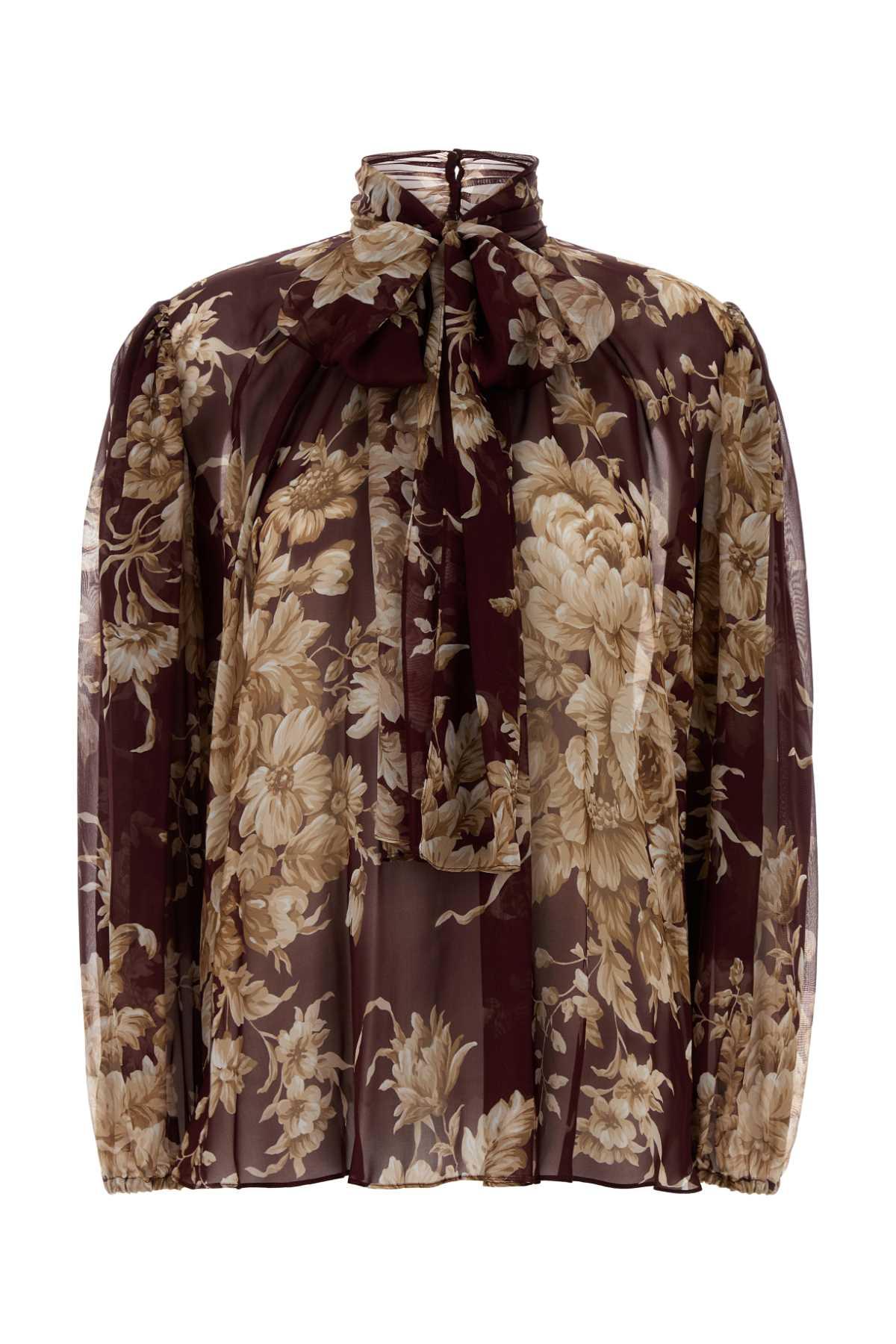 dolce & gabbana printed silk blouse