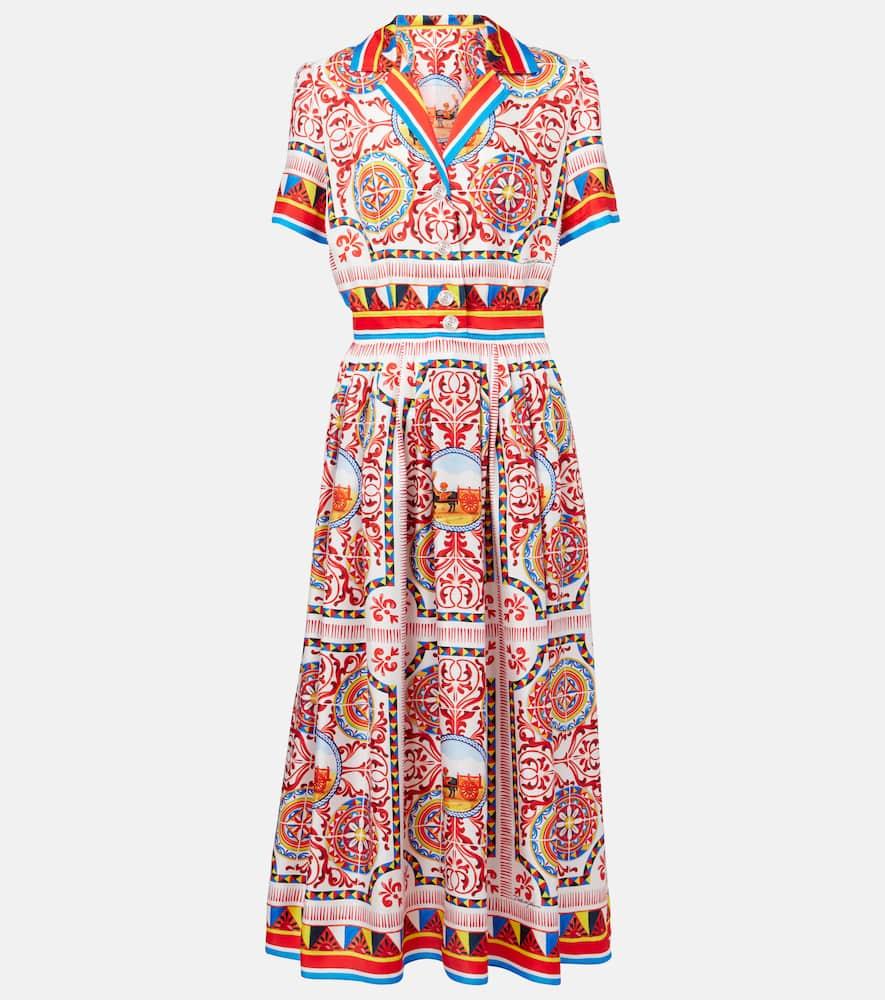 dolce & gabbana printed silk midi dress
