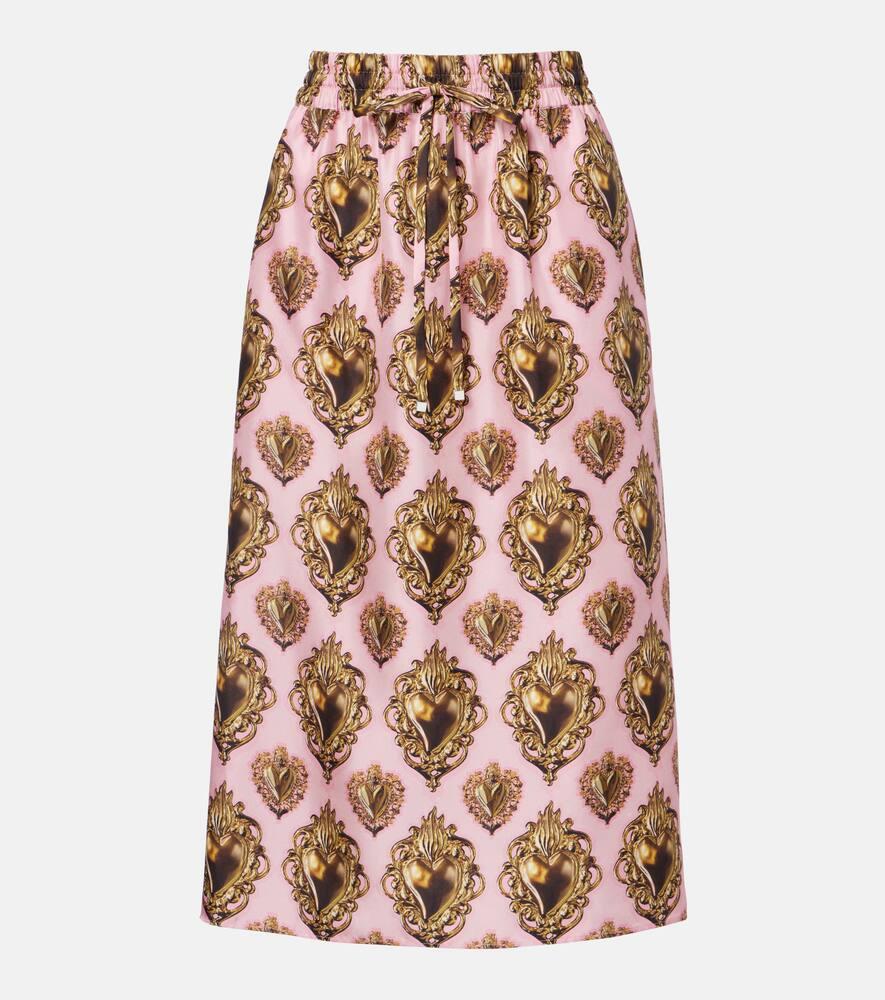 dolce & gabbana printed silk midi skirt