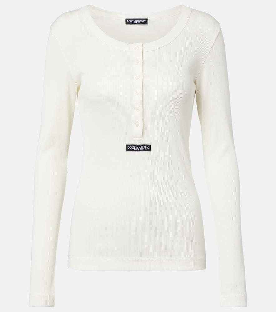 dolce & gabbana ribbed cotton henley shirt