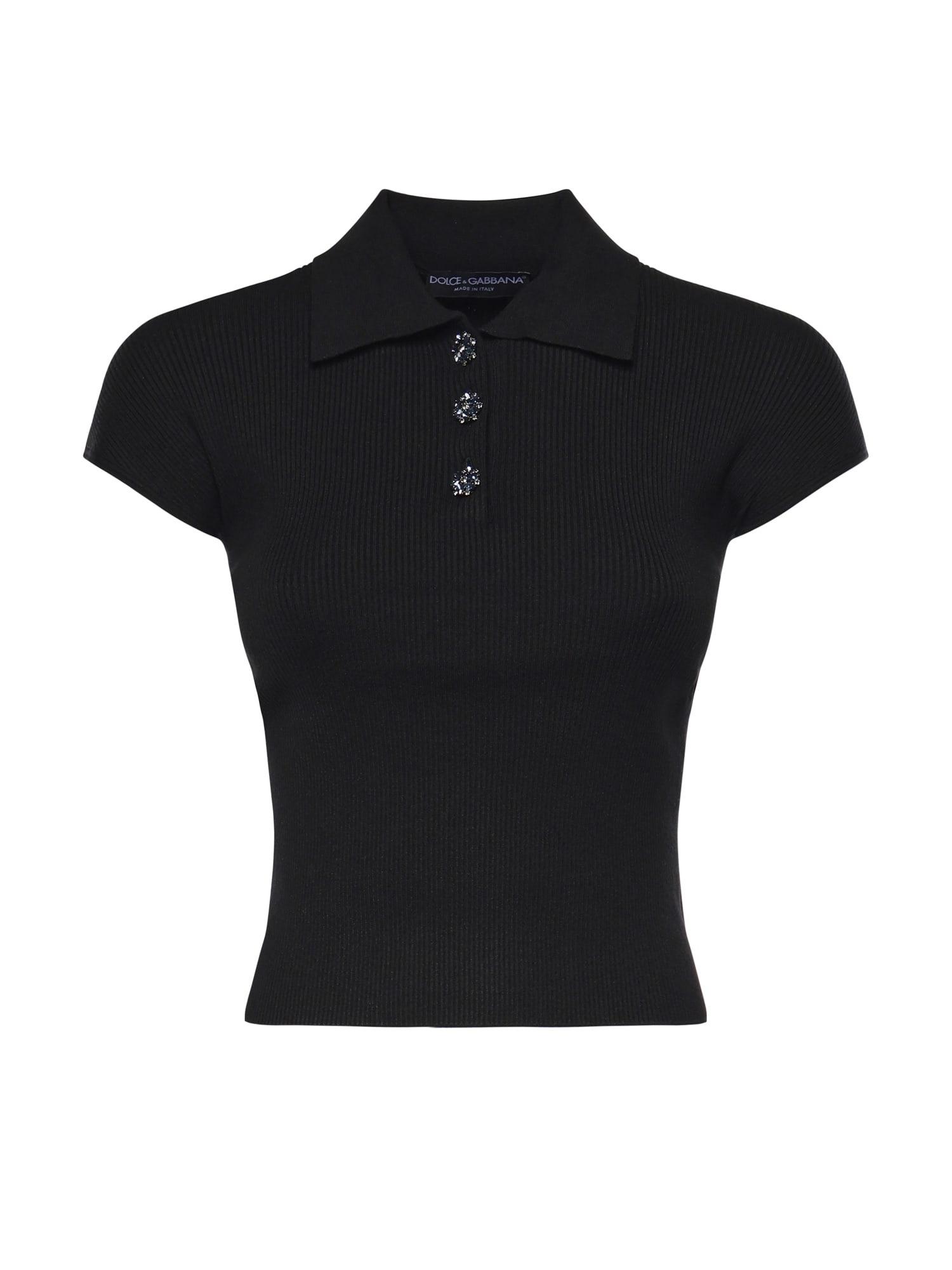 dolce & gabbana ribbed polo shirt