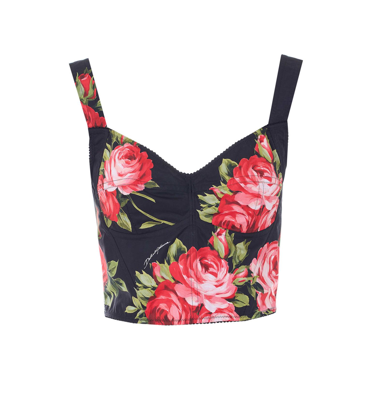 dolce & gabbana rose bouquet print bustier top