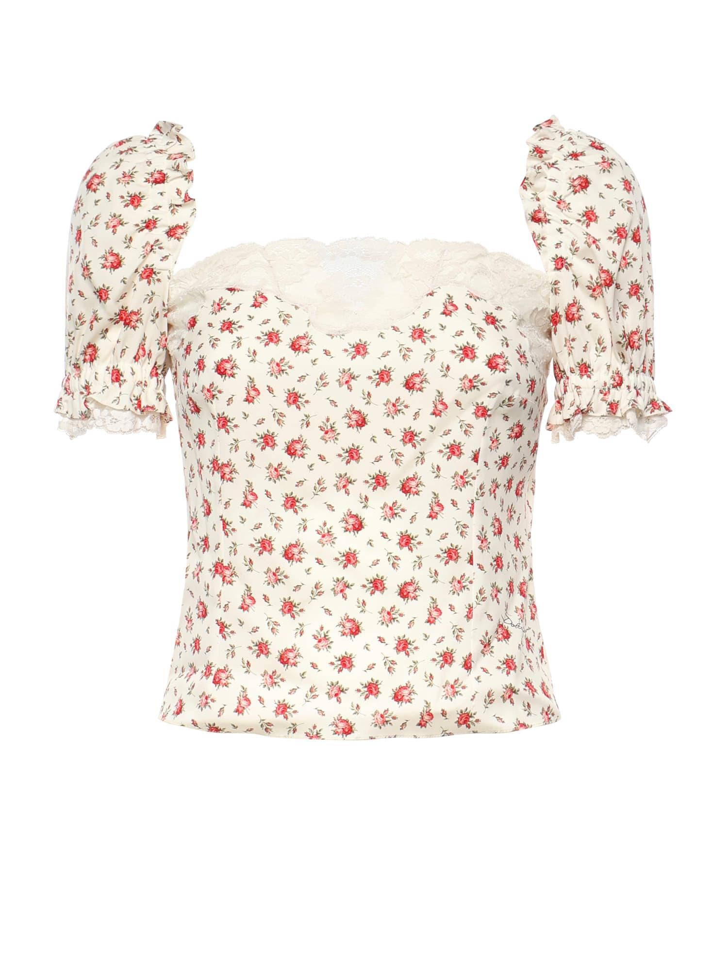 dolce & gabbana rose print charmeuse top